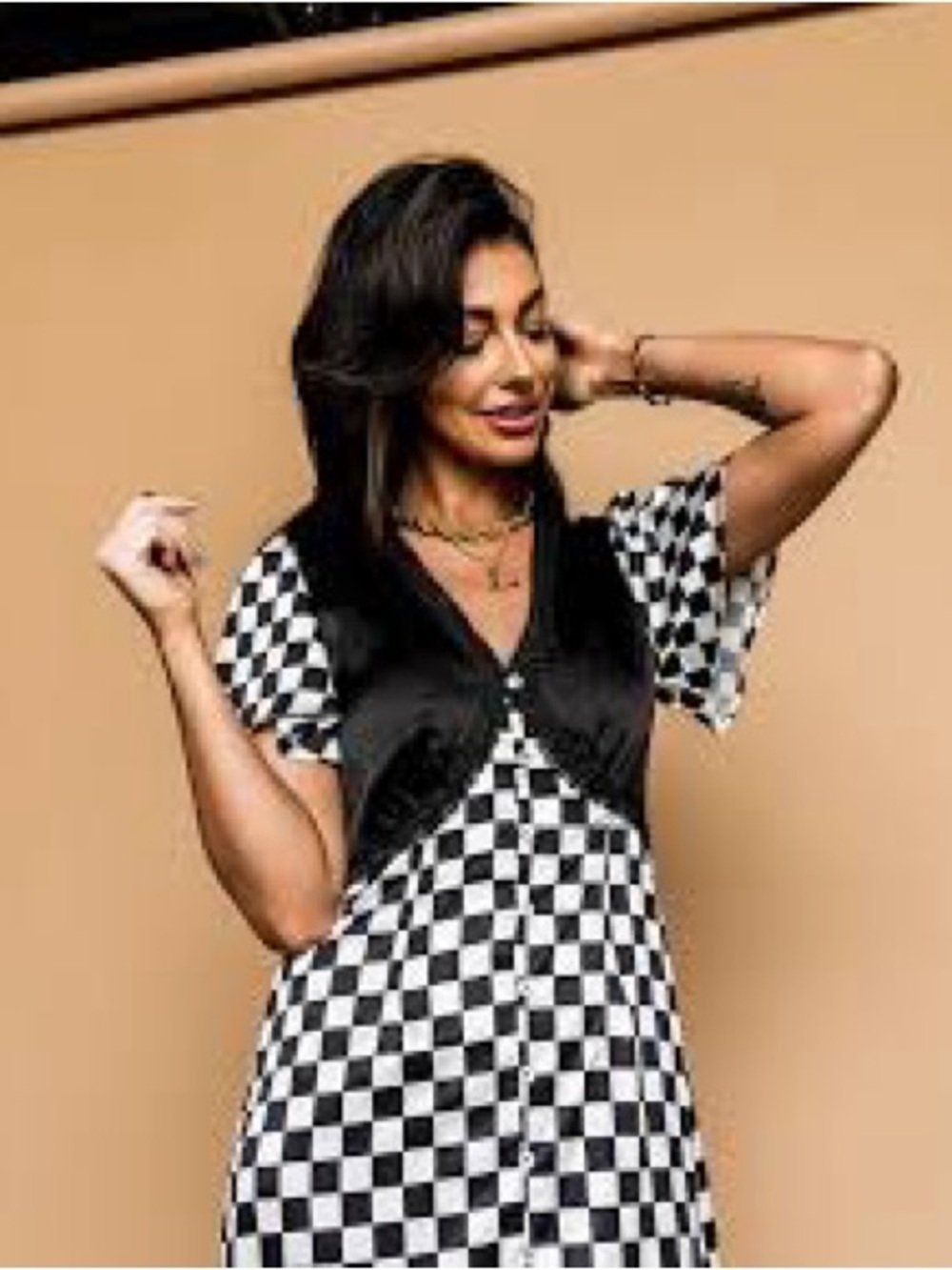 Dressed in LALA Black and White Checker Maxi Dress